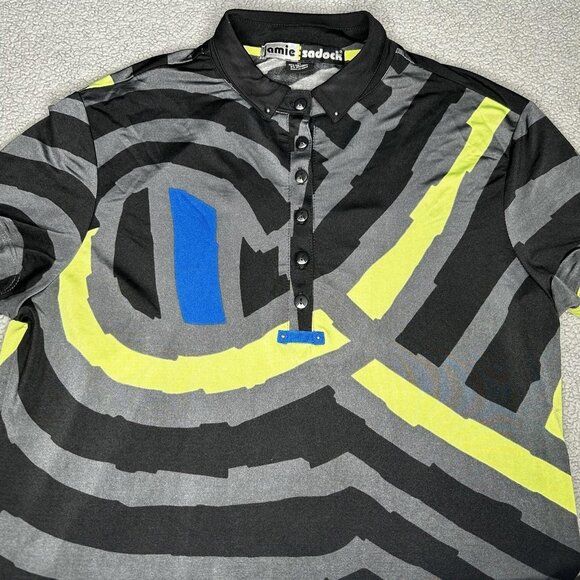 jamie sadock Tops - Jamie Sadock Polo Shirt Womens Medium Black Neon Abstract Golf Stretch Tennis